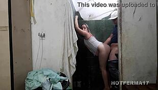 Married latina teases electrician then fucks him in shower hidden from cuckold husband
