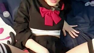 Neighbor plays with my tight ass in catgirl lingerie