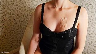 teasing handjob ends with warm release over delicate lingerie fabric