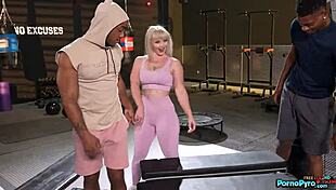 Blonde Milf Kay Carter Cuckolds Hubby with Two Massive Black Cocks During Gym Threesome