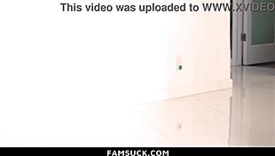 she grinds her fat milf pussy on stepson's teen cock while he sucks her huge natural tits