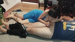 Colombian babe tries rides huge client cock pov homemade