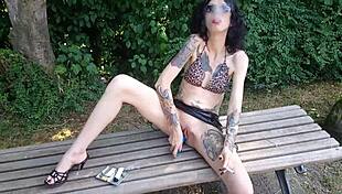 Lucy Ravenblood Smokes While Dildoing Cunt in Public Park