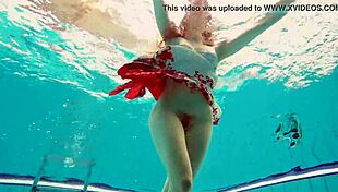 Hot Underwater Teen Marketa Strips Bikini at Pool!