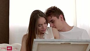 skinny shaved babe bent over for anal dp threesome with driver servant