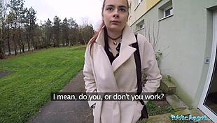 Public Agent Catches Russian Student with Shaved Pussy Fucked Hardcore in Stairwell POV