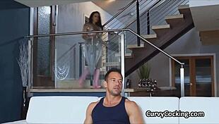 oily fake big tits bounce on fat cock with round ass riding