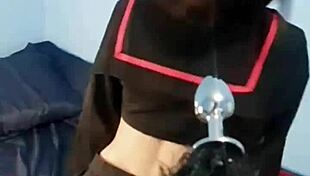 Neighbor plays with my tight ass in catgirl lingerie