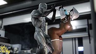 Huge-Ass Robot Takes Hung Alien's Massive Thrusts Part 3