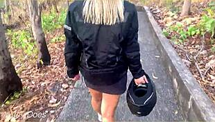 Milf wife lifts short skirt no panties oops flash