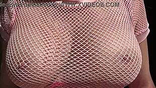 Italian milf's big natural tits bounce outdoors in slow mo closeup fetish