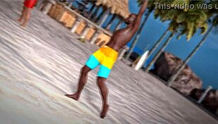 redhead beach beauty poses topless with thug piercing tease