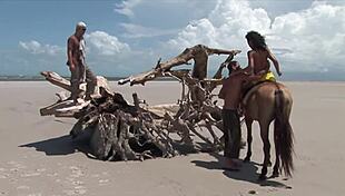 beach threesome hides black mom's secret wild side