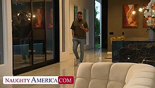 Smoking blonde's tight pussy stretched by huge cock quickie