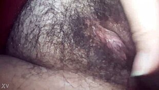 Amateur brunette spreads hairy pussy for vibe insertion close up