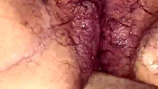 Hairy BBW milf squirts from intense fisting