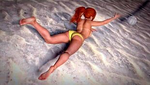 redhead beach beauty poses topless with thug piercing tease