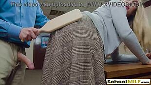 joslyn jane hot stepmom fucks stepsons principal rough. she spanks sideways to avoid expulsion.