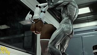Huge-Ass Robot Takes Hung Alien's Massive Thrusts Part 3
