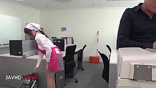 chihiro akino's office blowjob hides creampie craving
