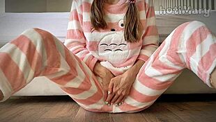 skinny schoolgirl fingers pussy closeup for massive squirting orgasm