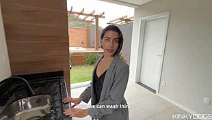 Big ass latina realtor bends over kitchen counter for doggystyle deal closer