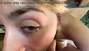 country toilet slut deepthroats gags on double facefuck outdoors