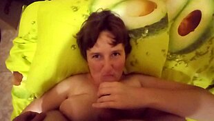 This ukrainian milf grabs cock for sloppy blowjob then rides it doggystyle till creampie fills her up