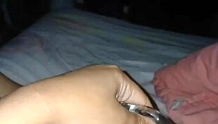 Intriguing oiled tattooed stepsis screams on big dildo masturbation