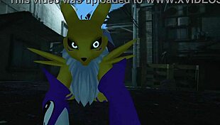 who's railing renamon's furry pussy outdoors?