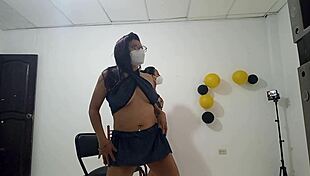 Slutty girlfriend dances erotically flashing saggy tits to lure boyfriend's hard fuck