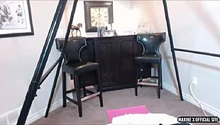 maxine spreads bubble butt wide for deep dildo ass pounding on live webcam squirt fest