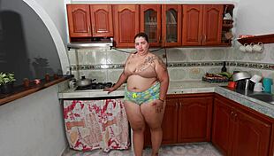 i fuck my friend's fat colombian wife bent over kitchen counter rough doggystyle creampie