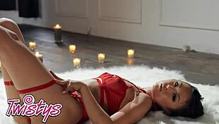 lulu chu gets dripping wet in lingerie fingering her hairy pussy moaning in every room