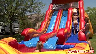 Wet Lesbians Strapon Fuck Outdoor Orgy