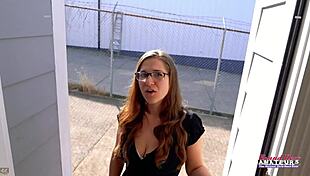 cute brunette kay lee rubs shaved pussy fingered deepthroats cock