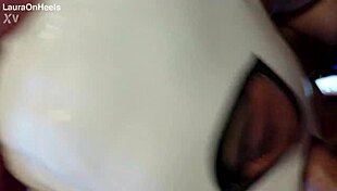 Milf in pantyhose heels perfect tits big ass deepthroats gags swallows cum mouthful