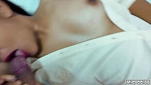 whoa boss lady sucks that huge thai cock deep before creampie pounding her shaved secretary pussy