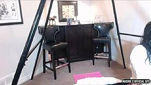 maxine spreads bubble butt wide for deep dildo ass pounding on live webcam squirt fest