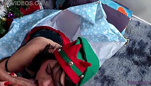 Santas Slutty Elf Deepthroats Fucks Missionary Cum Covered Miniskirt
