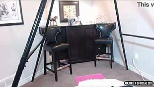 maxine spreads bubble butt wide for deep dildo ass pounding on live webcam squirt fest