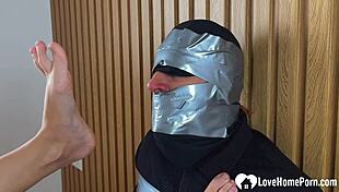 post-workout i force him smelling my sweaty stinky feet up close