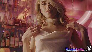 Amelia's All-Natural Tits Exposed Posing Naked on Bar Counter