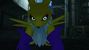 who's railing renamon's furry pussy outdoors?