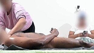 Guy caught receiving sneaky happy ending during steamy massage session