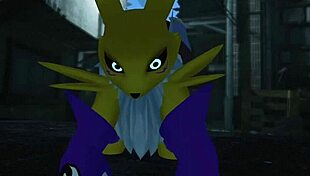 who's railing renamon's furry pussy outdoors?