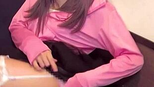 Crossdressing ladyboy masturbates pussy with net on crotch closeup