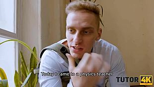 tutor4k physics lesson turns doggystyle stretch for hot glasses russian cougar