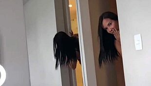 sexy latina maid flashes big tits clit to boss for raise