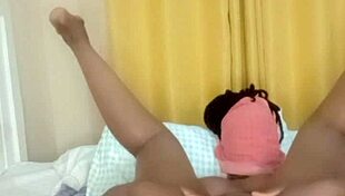 whore spreads wet ebony pussy wide in solo massage